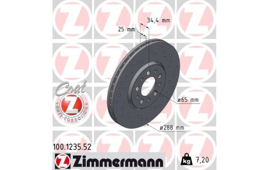 Brake Disc SPORT BRAKE DISC COAT Z 100.1235.52 Zimmermann, Image 2