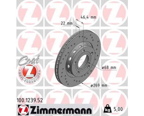 Brake Disc SPORT BRAKE DISC COAT Z 100.1239.52 Zimmermann, Image 2
