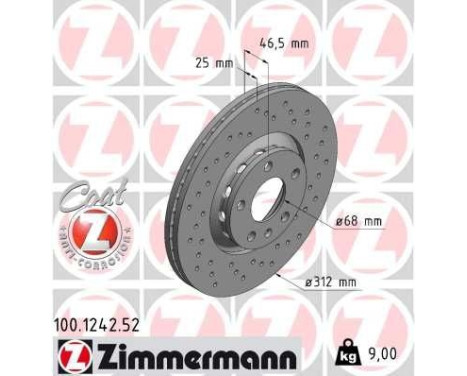 Brake Disc SPORT BRAKE DISC COAT Z 100.1242.52 Zimmermann, Image 2