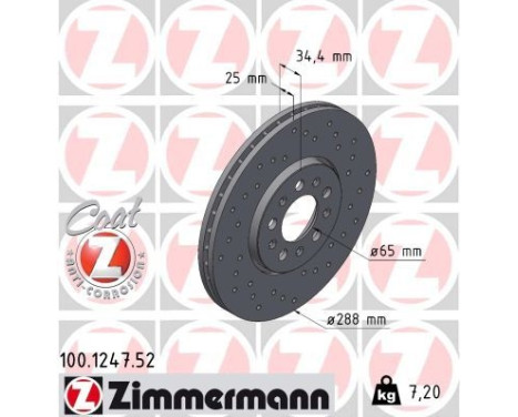 Brake Disc SPORT BRAKE DISC COAT Z 100.1247.52 Zimmermann, Image 2