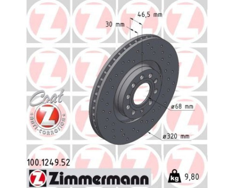 Brake Disc SPORT BRAKE DISC COAT Z 100.1249.52 Zimmermann, Image 2