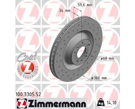 Brake Disc SPORT BRAKE DISC COAT Z 100.3305.52 Zimmermann, Image 2
