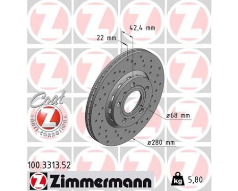 Brake Disc SPORT BRAKE DISC COAT Z 100.3313.52 Zimmermann, Image 2