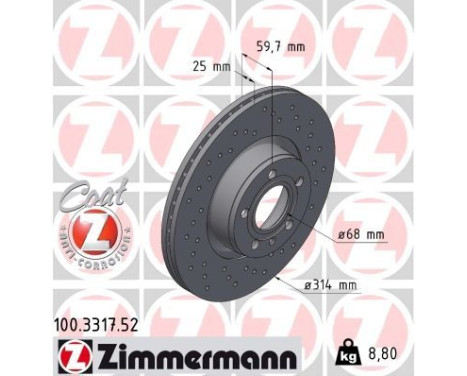 Brake Disc SPORT BRAKE DISC COAT Z 100.3317.52 Zimmermann, Image 2