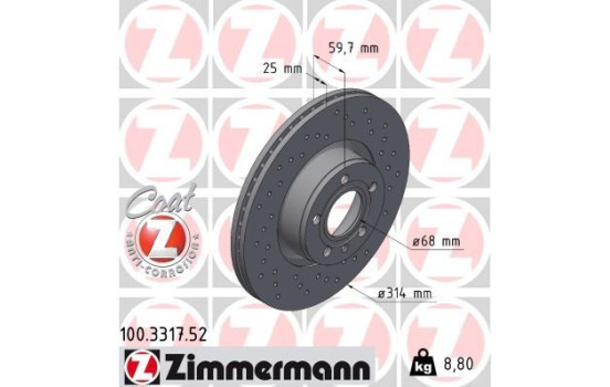 Brake Disc SPORT BRAKE DISC COAT Z 100.3317.52 Zimmermann, Image 2