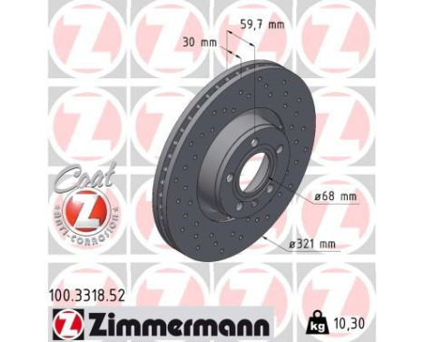 Brake Disc SPORT BRAKE DISC COAT Z 100.3318.52 Zimmermann, Image 2