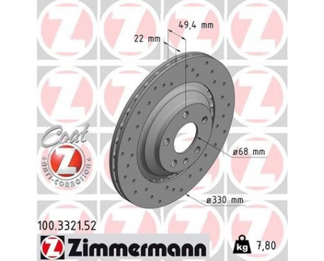 Brake Disc SPORT BRAKE DISC COAT Z 100.3321.52 Zimmermann, Image 2