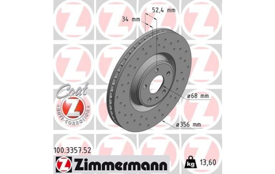 Brake Disc SPORT BRAKE DISC COAT Z 100.3357.52 Zimmermann, Image 3