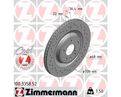 Brake Disc SPORT BRAKE DISC COAT Z 100.3358.52 Zimmermann, Image 2