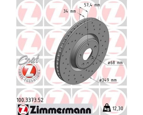 Brake Disc SPORT BRAKE DISC COAT Z 100.3373.52 Zimmermann, Image 2