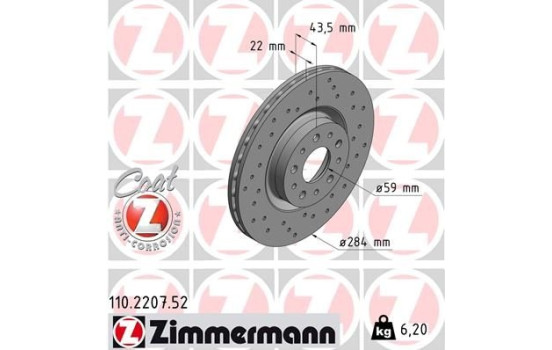 Brake Disc SPORT BRAKE DISC COAT Z 110.2207.52 Zimmermann, Image 2
