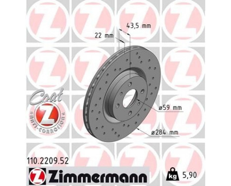 Brake Disc SPORT BRAKE DISC COAT Z 110.2209.52 Zimmermann, Image 2