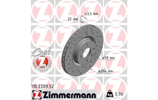 Brake Disc SPORT BRAKE DISC COAT Z 110.2209.52 Zimmermann, Image 2