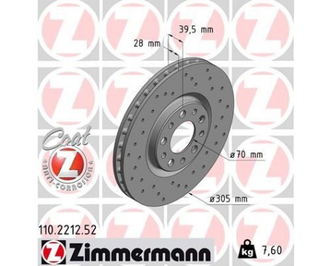 Brake Disc SPORT BRAKE DISC COAT Z 110.2212.52 Zimmermann, Image 2