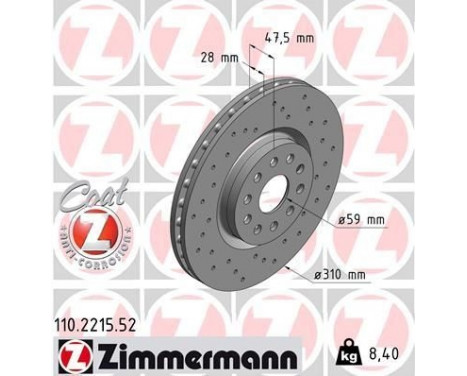 Brake Disc SPORT BRAKE DISC COAT Z 110.2215.52 Zimmermann, Image 2