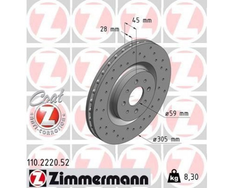 Brake Disc SPORT BRAKE DISC COAT Z 110.2220.52 Zimmermann, Image 2