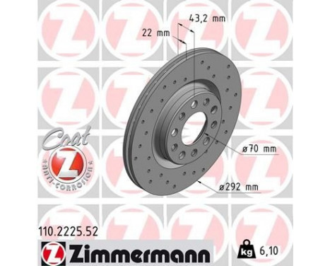 Brake Disc SPORT BRAKE DISC COAT Z 110.2225.52 Zimmermann, Image 2