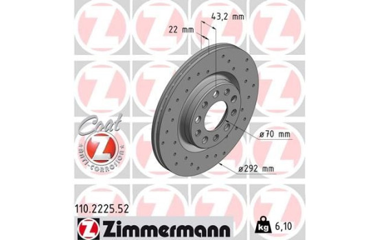 Brake Disc SPORT BRAKE DISC COAT Z 110.2225.52 Zimmermann, Image 2