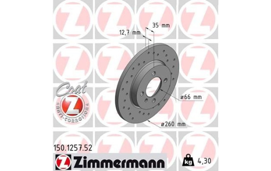 Brake Disc SPORT BRAKE DISC COAT Z 150.1257.52 Zimmermann, Image 2