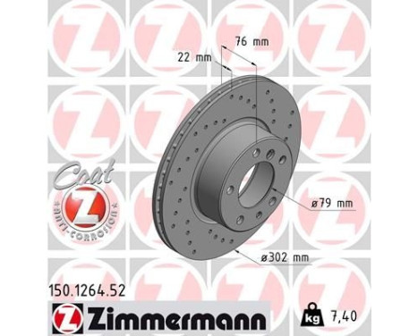 Brake Disc SPORT BRAKE DISC COAT Z 150.1264.52 Zimmermann, Image 2