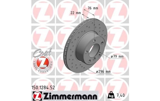 Brake Disc SPORT BRAKE DISC COAT Z 150.1284.52 Zimmermann, Image 2