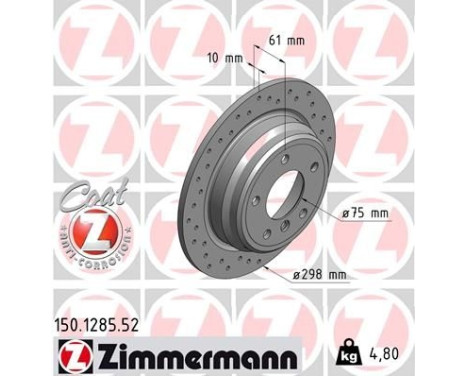 Brake Disc SPORT BRAKE DISC COAT Z 150.1285.52 Zimmermann, Image 2