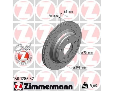 Brake Disc SPORT BRAKE DISC COAT Z 150.1286.52 Zimmermann, Image 2
