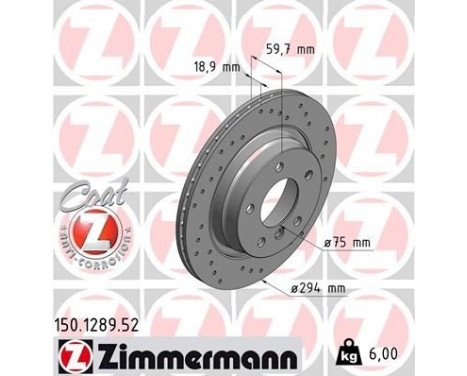 Brake Disc SPORT BRAKE DISC COAT Z 150.1289.52 Zimmermann, Image 2
