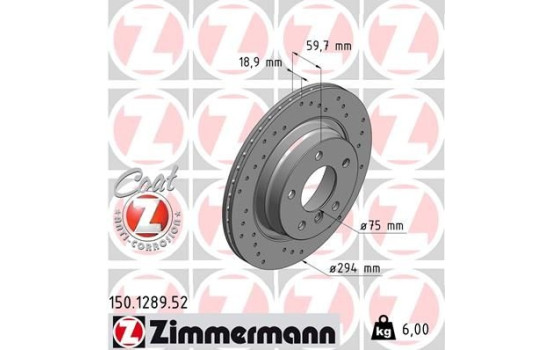Brake Disc SPORT BRAKE DISC COAT Z 150.1289.52 Zimmermann, Image 2