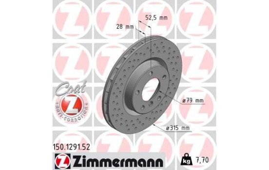 Brake Disc SPORT BRAKE DISC COAT Z 150.1291.52 Zimmermann, Image 3