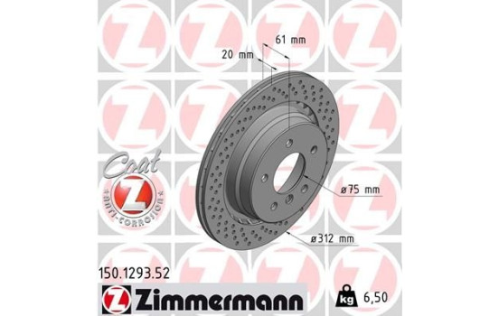 Brake Disc SPORT BRAKE DISC COAT Z 150.1293.52 Zimmermann, Image 2