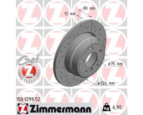 Brake Disc SPORT BRAKE DISC COAT Z 150.1299.52 Zimmermann, Image 2