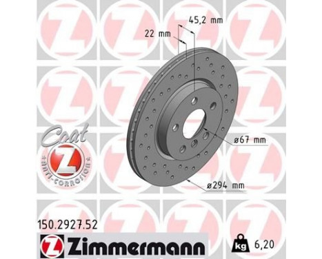 Brake Disc SPORT BRAKE DISC COAT Z 150.2927.52 Zimmermann, Image 2