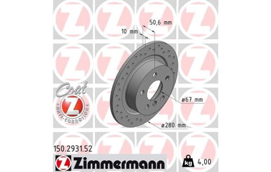 Brake Disc SPORT BRAKE DISC COAT Z 150.2931.52 Zimmermann, Image 2