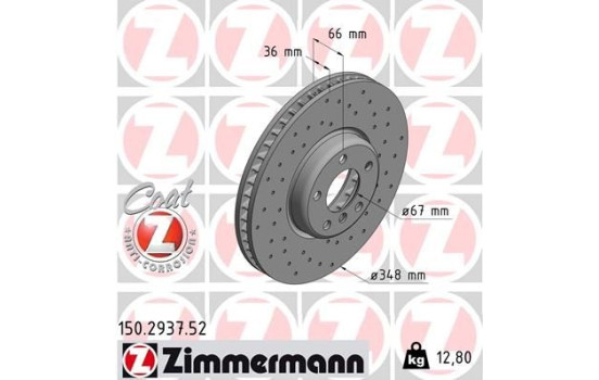 Brake Disc SPORT BRAKE DISC COAT Z 150.2937.52 Zimmermann, Image 2