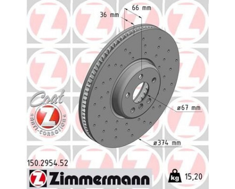 Brake Disc SPORT BRAKE DISC COAT Z 150.2954.52 Zimmermann, Image 2