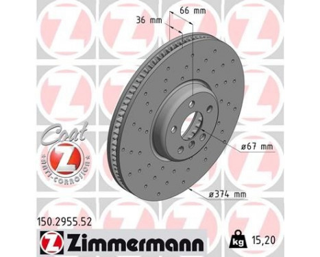 Brake Disc SPORT BRAKE DISC COAT Z 150.2955.52 Zimmermann