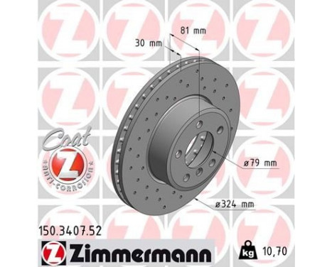 Brake Disc SPORT BRAKE DISC COAT Z 150.3407.52 Zimmermann, Image 2