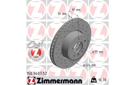Brake Disc SPORT BRAKE DISC COAT Z 150.3407.52 Zimmermann, Image 2