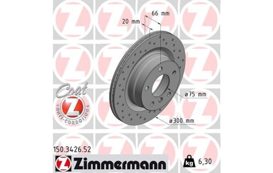 Brake Disc SPORT BRAKE DISC COAT Z 150.3426.52 Zimmermann, Image 2