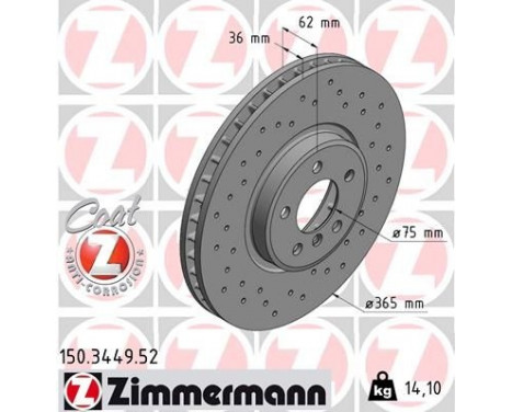 Brake Disc SPORT BRAKE DISC COAT Z 150.3449.52 Zimmermann, Image 2