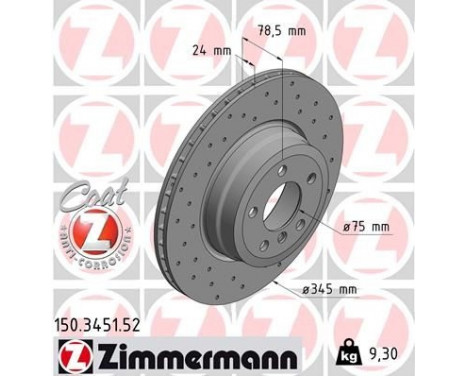 Brake Disc SPORT BRAKE DISC COAT Z 150.3451.52 Zimmermann, Image 2