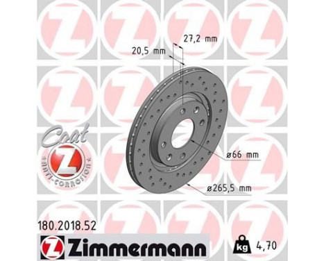 Brake Disc SPORT BRAKE DISC COAT Z 180.2018.52 Zimmermann, Image 2