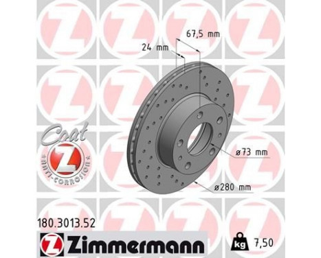Brake Disc SPORT BRAKE DISC COAT Z 180.3013.52 Zimmermann, Image 2