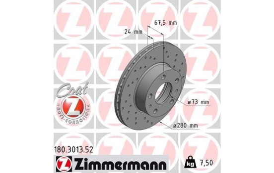 Brake Disc SPORT BRAKE DISC COAT Z 180.3013.52 Zimmermann, Image 2