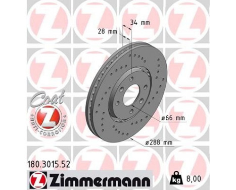 Brake Disc SPORT BRAKE DISC COAT Z 180.3015.52 Zimmermann, Image 2