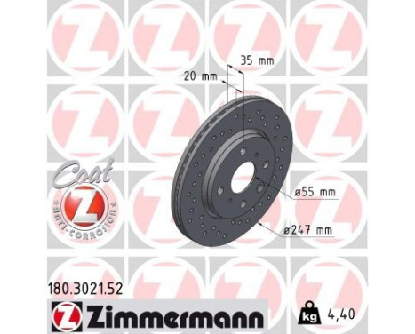 Brake Disc SPORT BRAKE DISC COAT Z 180.3021.52 Zimmermann, Image 2
