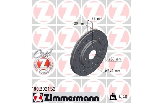 Brake Disc SPORT BRAKE DISC COAT Z 180.3021.52 Zimmermann, Image 2