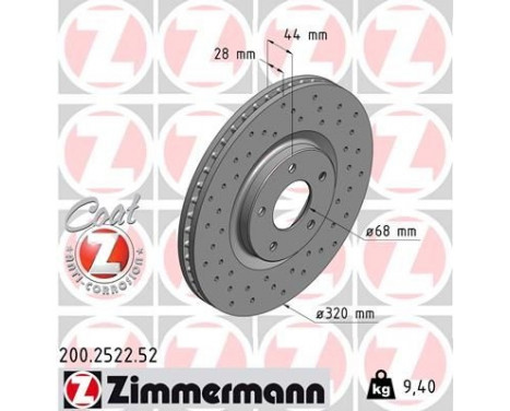 Brake Disc SPORT BRAKE DISC COAT Z 200.2522.52 Zimmermann, Image 2