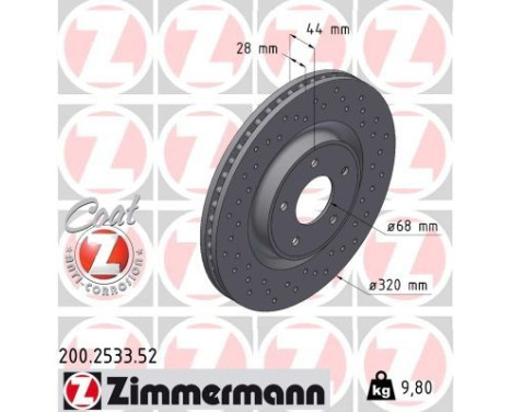 Brake Disc SPORT BRAKE DISC COAT Z 200.2533.52 Zimmermann, Image 2